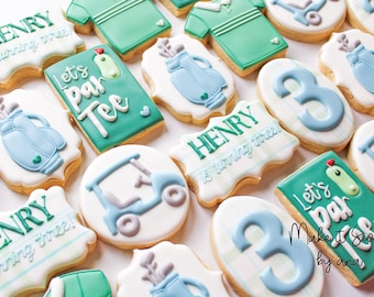 2 Dozen Custom Cookies Golf Birthday Theme (Let's Par Tee) Customizable Wording.