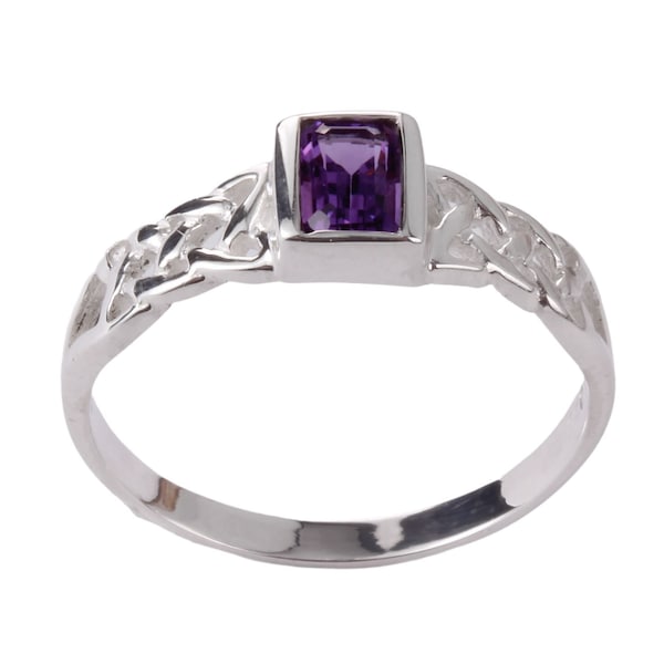 Silver Celtic Ring, Amethyst 925 Sterling Silver Celtic Ring, Gemstone Rings, Statement Rings, Genuine Amethyst, Gifts For Her, Silver Rings