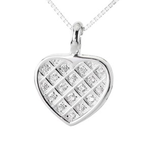 Silver Heart Pendant 925 Sterling Silver Cubic Zirconia Heart Necklace, Women&#39;s Necklace, Friendship, Heart Necklace, Valentines Day