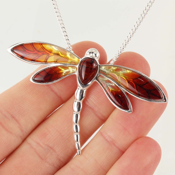 Amber dragonfly sales necklace