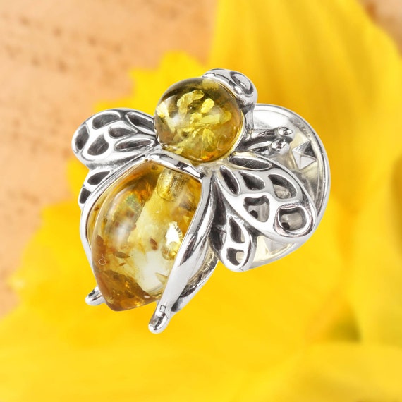 Baltic Amber Sun Flower Brooch Pin Lemon Yellow Sterling Silver Baltic Amber Sun Flower Brooch Pin Lemon Yellow Sterling Silver
