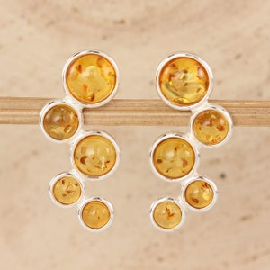 Baltic Amber Earrings 925 Sterling Silver Genuine Lemon Baltic Amber Drop Earrings, Modern Amber, Unusual Amber, Perfect Gift