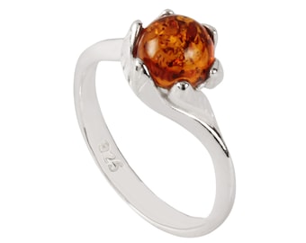 Baltic Amber Ring, Genuine Honey Baltic Amber 925 Sterling Silver Ring, Unusual Amber, Modern Amber, Gift For Her