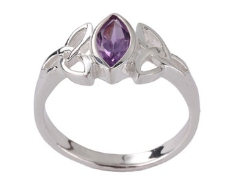 Silver Celtic Ring, Amethyst 925 Sterling Silver Celtic Ring, Gemstone Rings, Statement Rings, Genuine Amethyst, Gifts For Her, Silver Rings