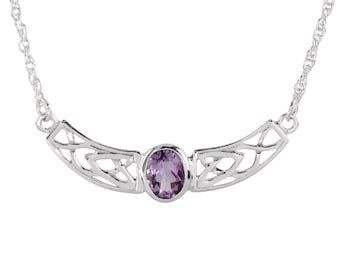 Silver Celtic Adjustable Necklace 925 Sterling Silver Genuine Amethyst, Celtic Necklace, Gifts For Her, Ladies Necklace, Celtic Themed