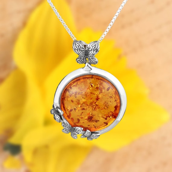 Baltic Amber Encircled Heart Necklace Baltic Amber Encircled Heart Necklace