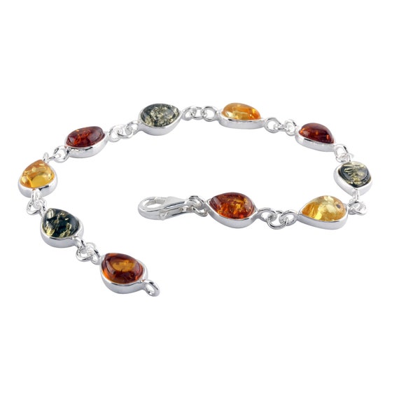 Baltic Amber Bracelet 925 Sterling Silver Genuine Baltic Etsy