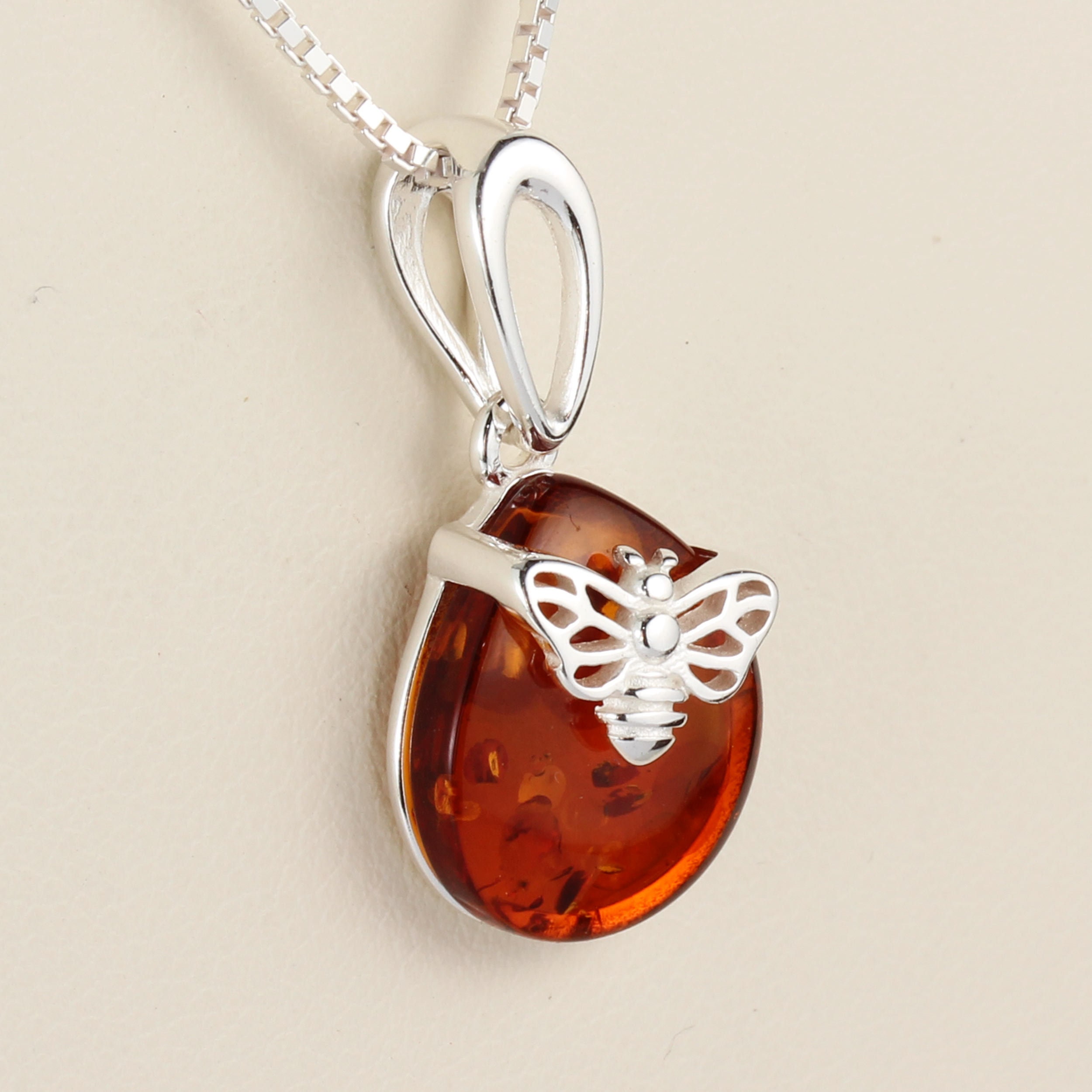 Amber & Garnet Bee Pendant main image 0