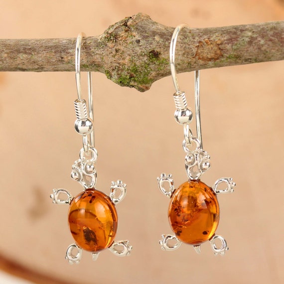 Baltic Amber Sea Turtle Stud Earrings Sterling Silver Baltic Amber Sea Turtle Stud Earrings Sterling Silver