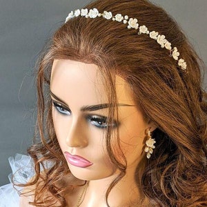 Bridal Tiara Wreath - White Flower Hair Accessory - Wedding Hairpiece - White Floral Headband for Bride - Wedding Hair Vine - Hair Accessory