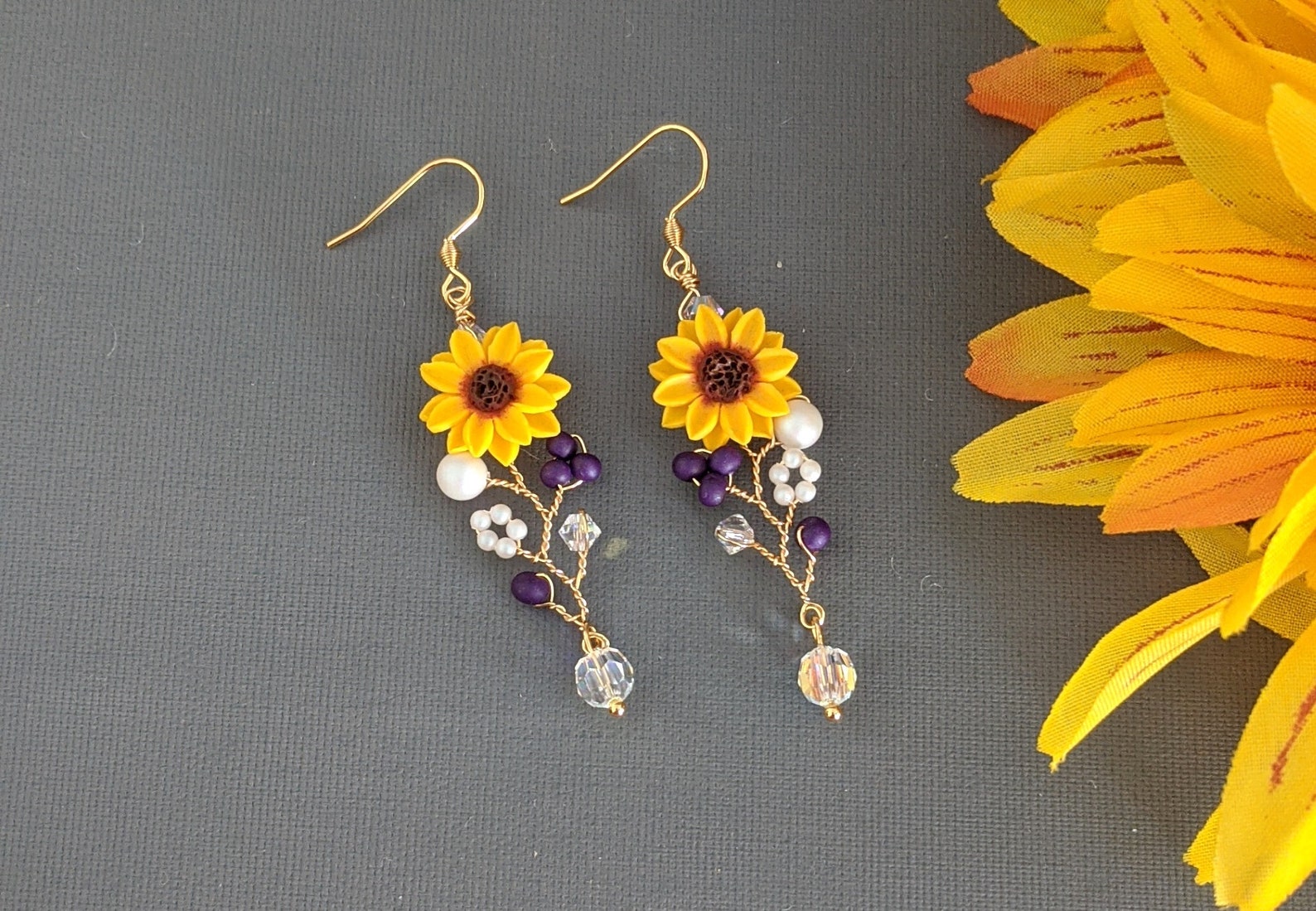 Sunflower Pearl Jewelry Set Sunflower bridal Jewelry Set Etsy