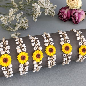 Radiant Sunflower Bracelets for Bridesmaids & Maid of Honor - Sunflower Wedding Favors for Your Bridal Party