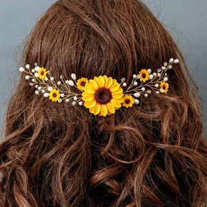 Sunflower Hair Comb Sunflower hair piece sunflower hair clip wedding hair accessory Sunflower Hair Piece