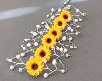 Sunflower Wedding Gifts Sunflower Bridesmaid Gifts Sunflower Bridal Gifts Maid of Honor Gifts Sunflower Blue Rose Bracelet gifts