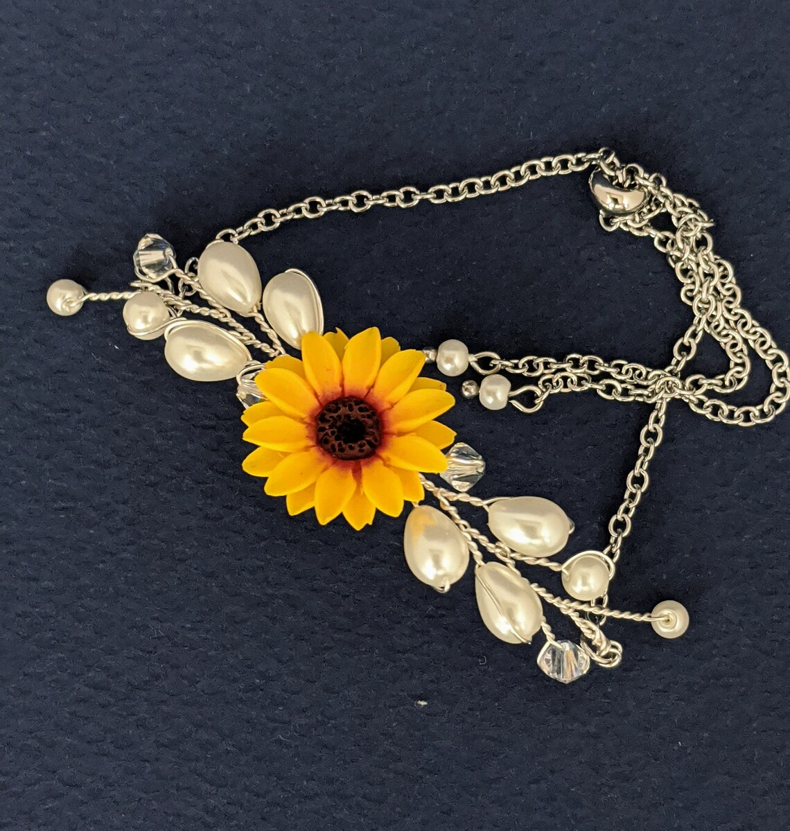 Sunflower Pearl Jewelry Set Sunflower NECKLACE Sunflower Etsy