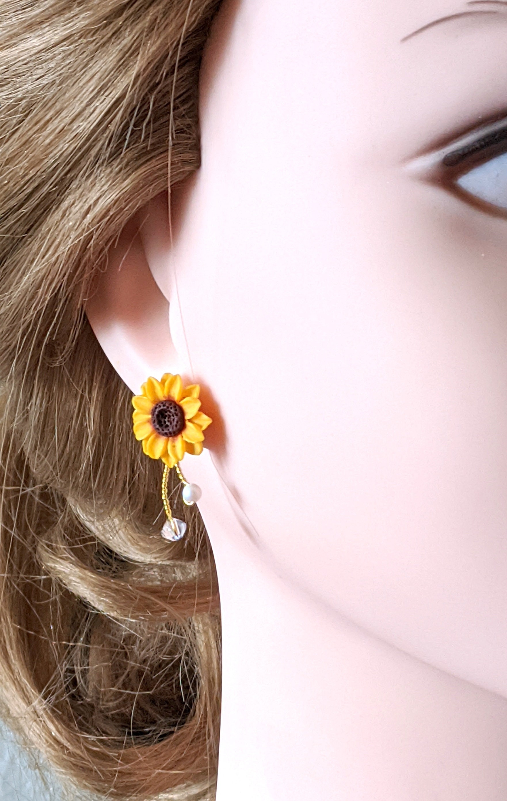 Sunflower Jewelry Set Sunflower Pearl Necklace Sunflower Etsy