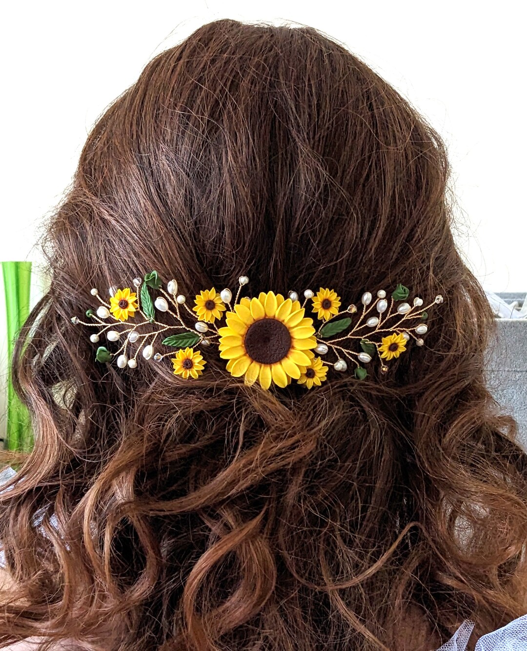 Sunflower Hair Comb Sunflower Hair Piece Sunflower Hair Clip Wedding