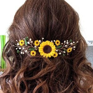 Sunflower Hair Comb Sunflower hair piece sunflower hair clip wedding hair accessory Sunflower Hair Piece