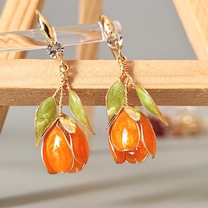 Handmade Tulip Earrings: Flower, Bridesmaid Jewelry, Gift for Mom