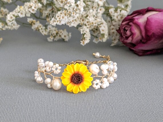 Etsy sale sunflower bracelet