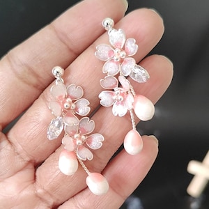 Handcrafted Sakura Cherry Blossom Earrings Only – Elegant Bride and Bridal Gifts, Perfect for Cherry Blossom Weddings
