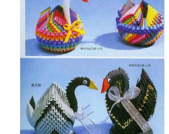 30 PAPER 3d ORIGAMI PATTERN-“3D Paper Origami” by DaNiao GeGe  Jiao ZheZhi-Japanese Craft E-Book #155.Instant Download Pdf file.
