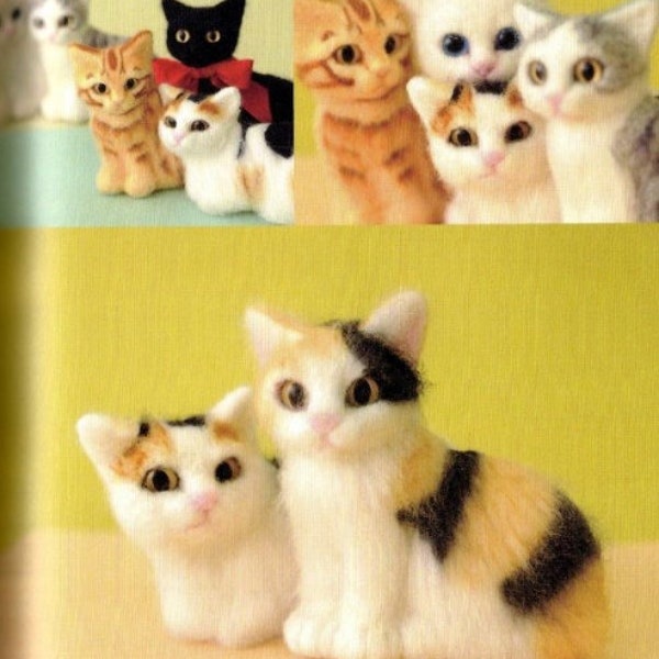 NEEDLE FELT REALISTICcats-Japanese Craft Book-Instand Download PDF   file-E-Book#8