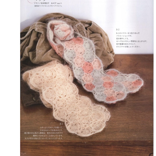 30 JAPANESE CROCHET PATTERN-“Natural Style Crochet”-Japanese Craft E-Book #207.Two Instant Download Pdf files.Crochet scarf,bolero,shawl.