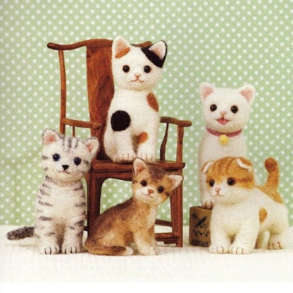 Needle Felt Cute Cats,Kawaii E-Book,Instant Download-PDF file,e-book#6