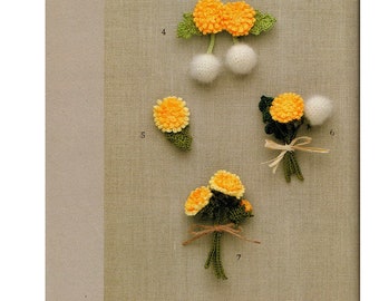 100 CROCHET CORSAGE PATTERN-“Crochet Flower Corsage”-Japanese Craft E-Book #201.Two Instnat Download Pdf file.