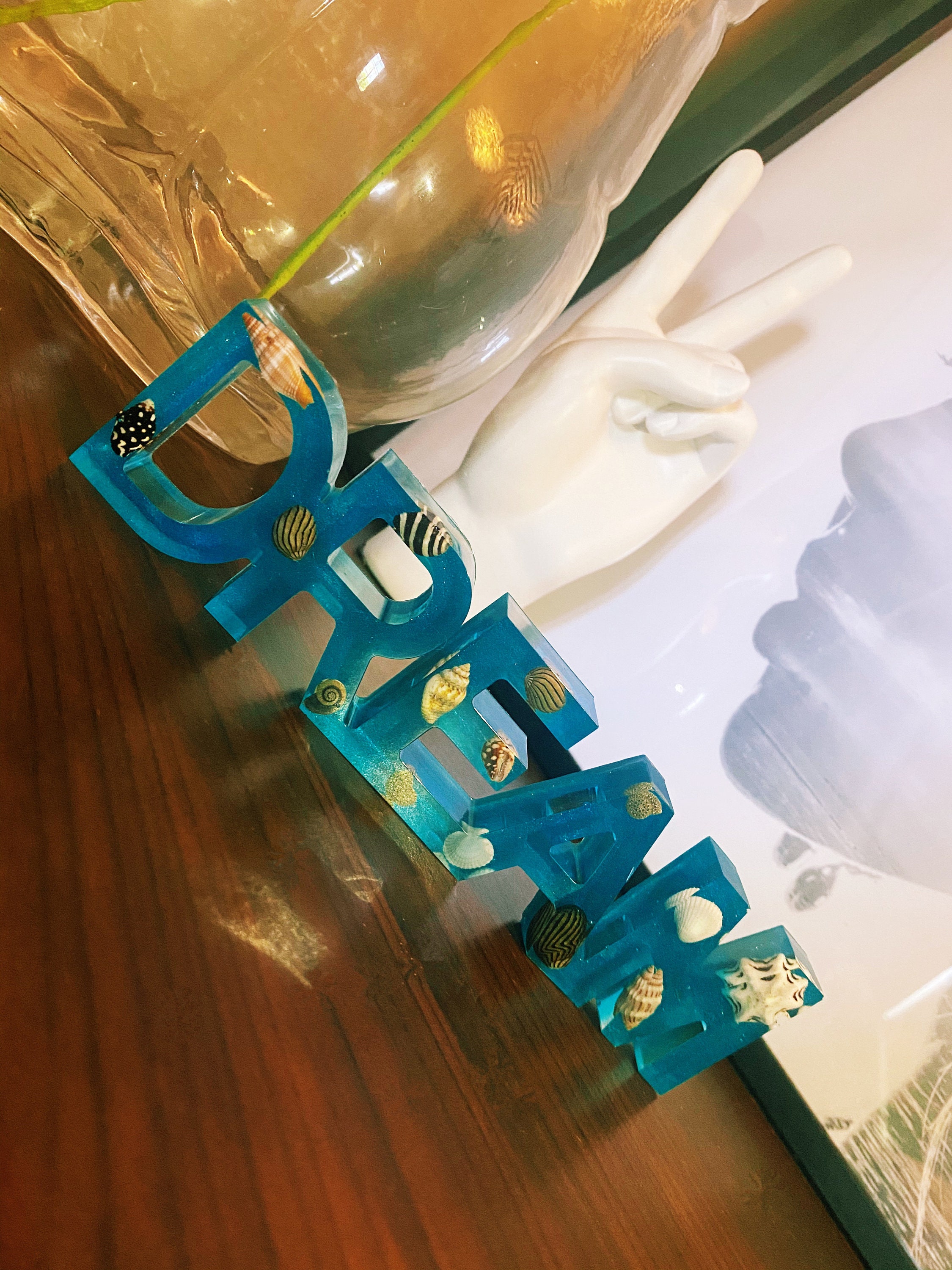 Resin word home decoration or gift SHELL DESIGN Etsy