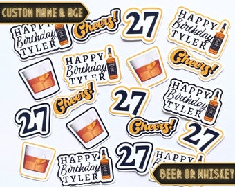 PERSONALIZED Name and Age Confetti, Birthday Party Decorations, Boyfriend Birthday, Dad Birthday, Guy Birthday Table Scatter, Whiskey