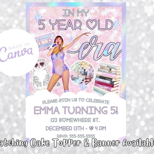 Eras Party, T Swift Geburtstagseinladung, Eras Tour Einladung, T Swift Party, T Swift Eras Tour Geburtstagsfeier