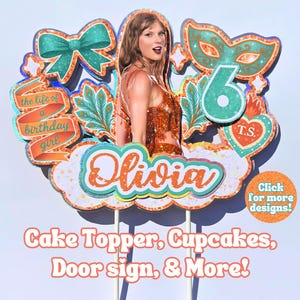Cake Topper, Taylor birthday party, life of a showgirl party, Swift Cake Topper, T Swift Birthday Invitation, Life of a showgirl merch, TS12