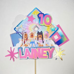 Roblox Birthday, Girls Roblox Party, Roblox Girls Cake Topper, Girl Roblox Party Supplies, Roblox Birthday Party Invitation, Tie Dye Party