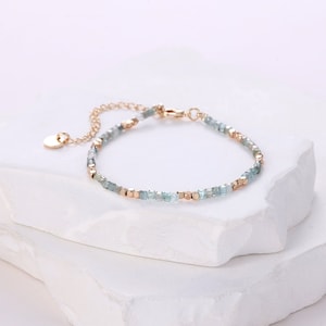 Pulsera elástica ancha con cuentas de color turquesa Elisa, elegante pulsera ajustable para ella, joyería Koss Design con bolsa de satén