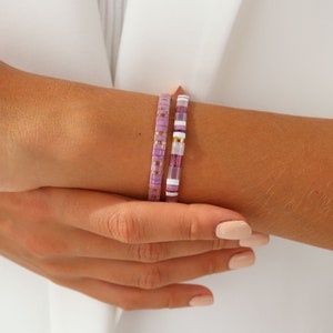 Set of Two Lavender Pearl Bracelets, Elegant Jewelry for Mother's Day Gift, Pearl Bracelet for Her