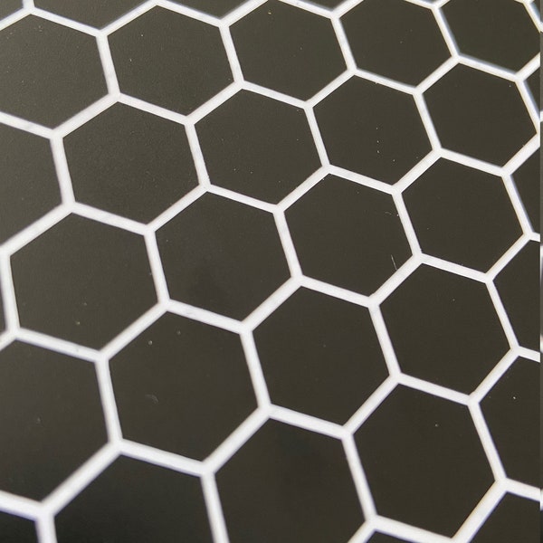 Vinyl Farmhouse Dollhouse Decal Glossy Black Hexagon Tile Flooring