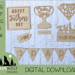 Laserschneiden, digitaler Download, Vektor-Laser-Datei, Glowforge, SVG, Dxf, cdr, Vatertag Dekorationen, Laser schneiden Dateien