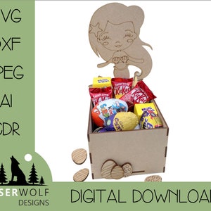 Laser Cutting File Digital Download Vector Glowforge SVG, dxf, ai, cdr, Easter Craft DIY Easter Treat Box Mermaid