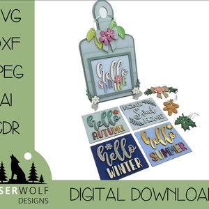 Lasersnijden bestand digitale download Vector Glowforge Laser verwisselbare seizoen Paddle Board teken