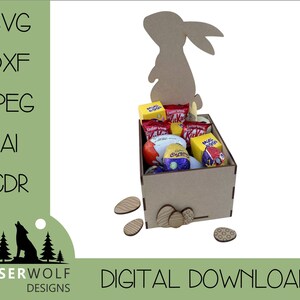 Laser Cutting File Digital Download Vector Glowforge SVG, dxf, ai, cdr, Easter Craft DIY Easter Treat Box Easter Bunny Side Crate