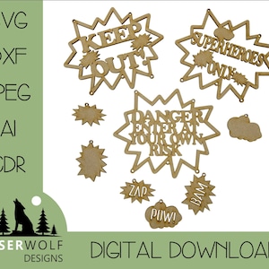 Plik do cięcia laserowego Pobierz cyfrowo Wektor Glowforge SVG, dxf, ai, cdr, Dream Catcher Plik do cięcia laserowego Dreamcatcher Superbohater Splat Theme