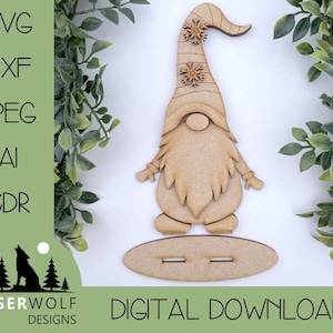 Laser Cutting File Digital Download Vector Glowforge SVG, dxf, ai, cdr, Christmas Gnome Gonk Stand Boy 18cm