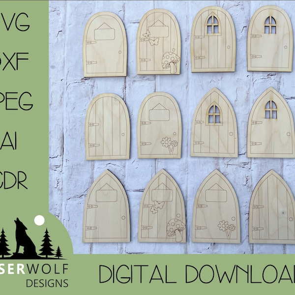 Laser Cutting, Digital Download, Vector Laser File, Glowforge, SVG, dxf, ai, cdr, Fairy Door Laser Cutting File Fairy Garden Fairy Doors