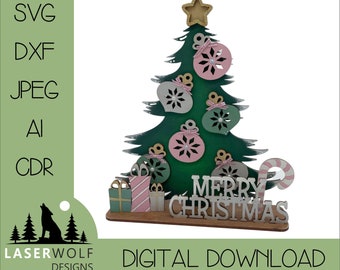 Laser Cutting, Digital Download, Vector Laser File, Glowforge, Christmas Decorations, Craft, DIY Christmas Theme DIY Christmas Tree Wooden