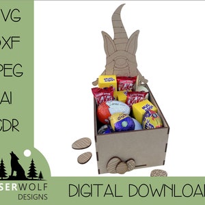 Laser Cutting File Digital Download Vector Glowforge SVG, dxf, ai, cdr, Easter Craft DIY Easter Treat Box Gnome Girl