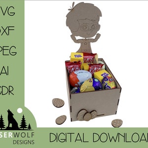 Laser Cutting File Digital Download Vector Glowforge SVG, dxf, ai, cdr, Easter Craft DIY Easter Treat Box Super Boy