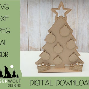 Laser Cutting, Digital Download, Vector Laser File, Glowforge, SVG, dxf, ai, cdr, Wooden Christmas Tree Laser File, Christmas Bauble Tree