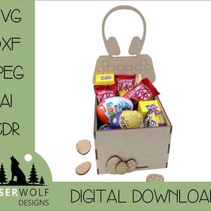 Laser Cutting File Digital Download Vector Glowforge SVG, dxf, ai, cdr, Easter Craft DIY Easter Treat Box Gamer